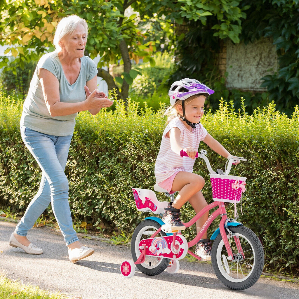 16 Inch Kids Bike with Training Wheels and Storage Basket