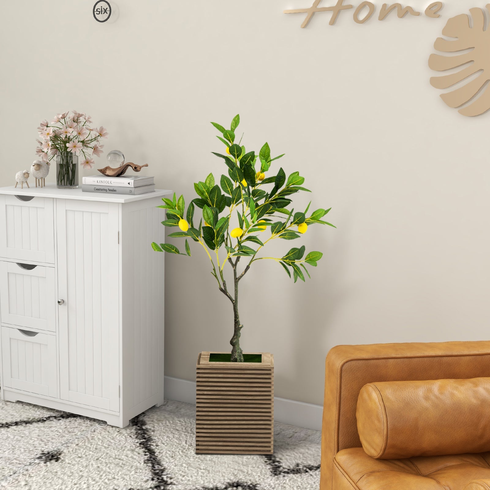 Artificial Lemon Tree 2.6/4/5.2 Feet Tall Fake Lemon Plant wuth Lemon Fruits