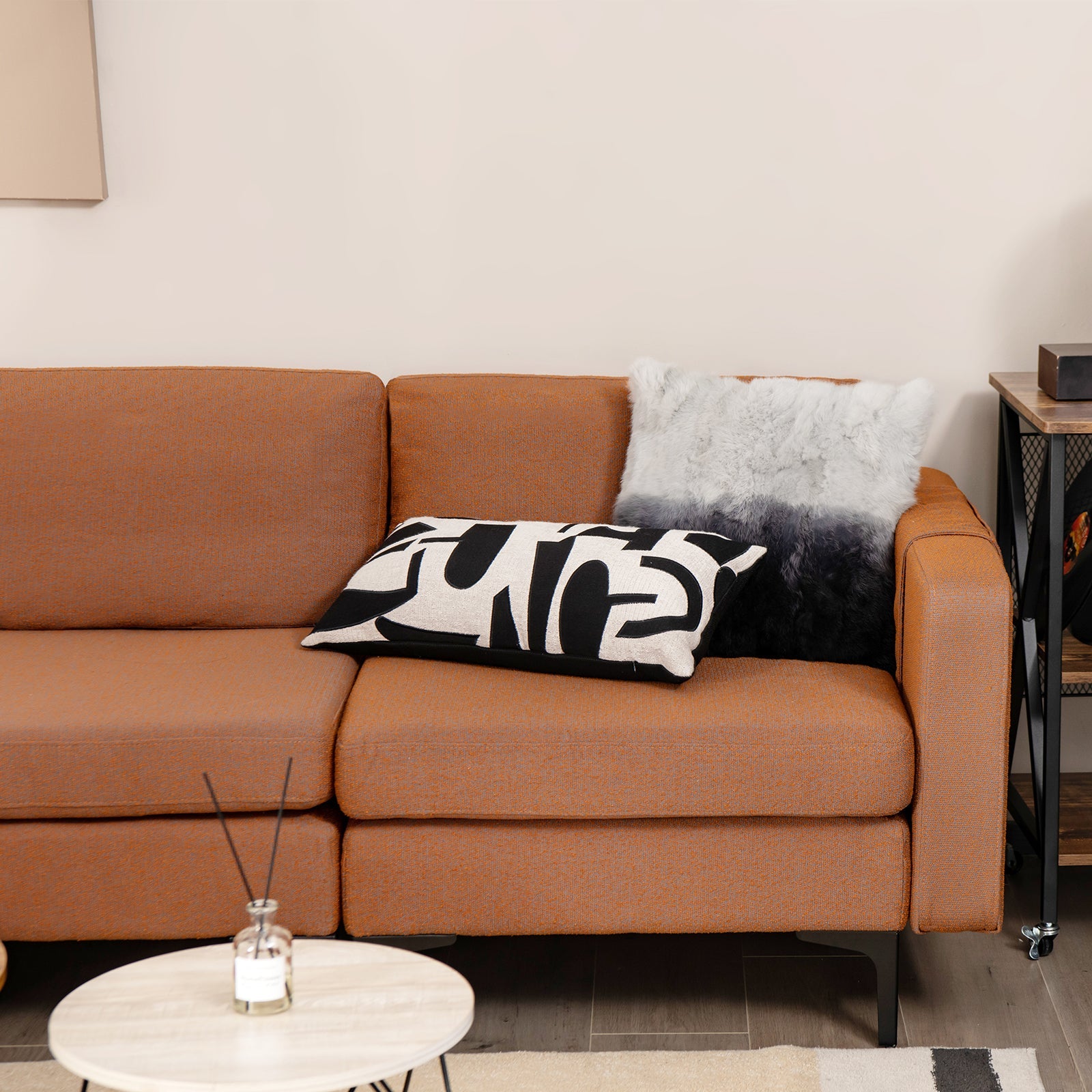 Modern Loveseat Sofa Couch with Side Storage Pocket and Sponged Padded Seat Cushions