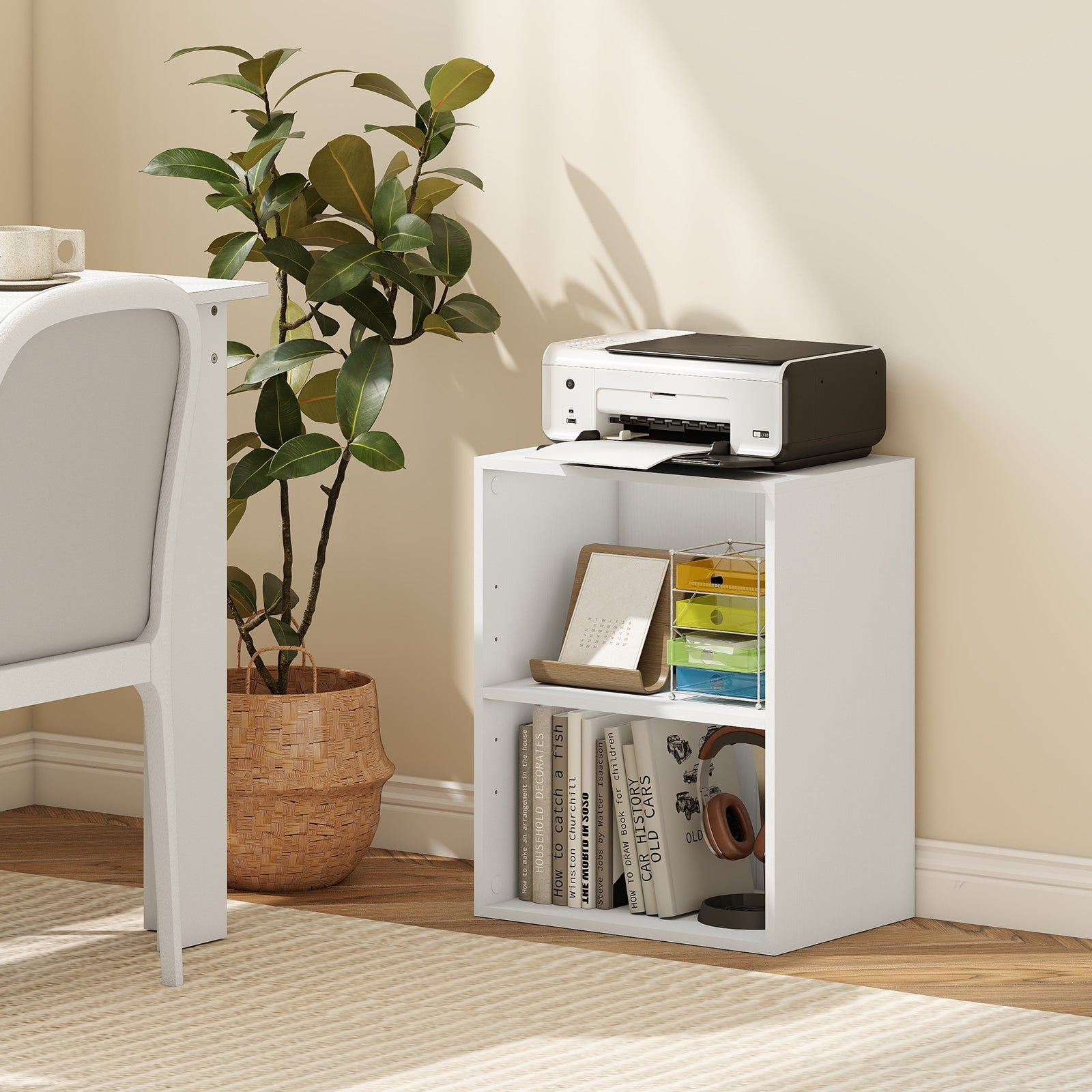 2-Cube Bookcase Floor Standing Open Bookshelf with 5-Position Adjustable Shelf