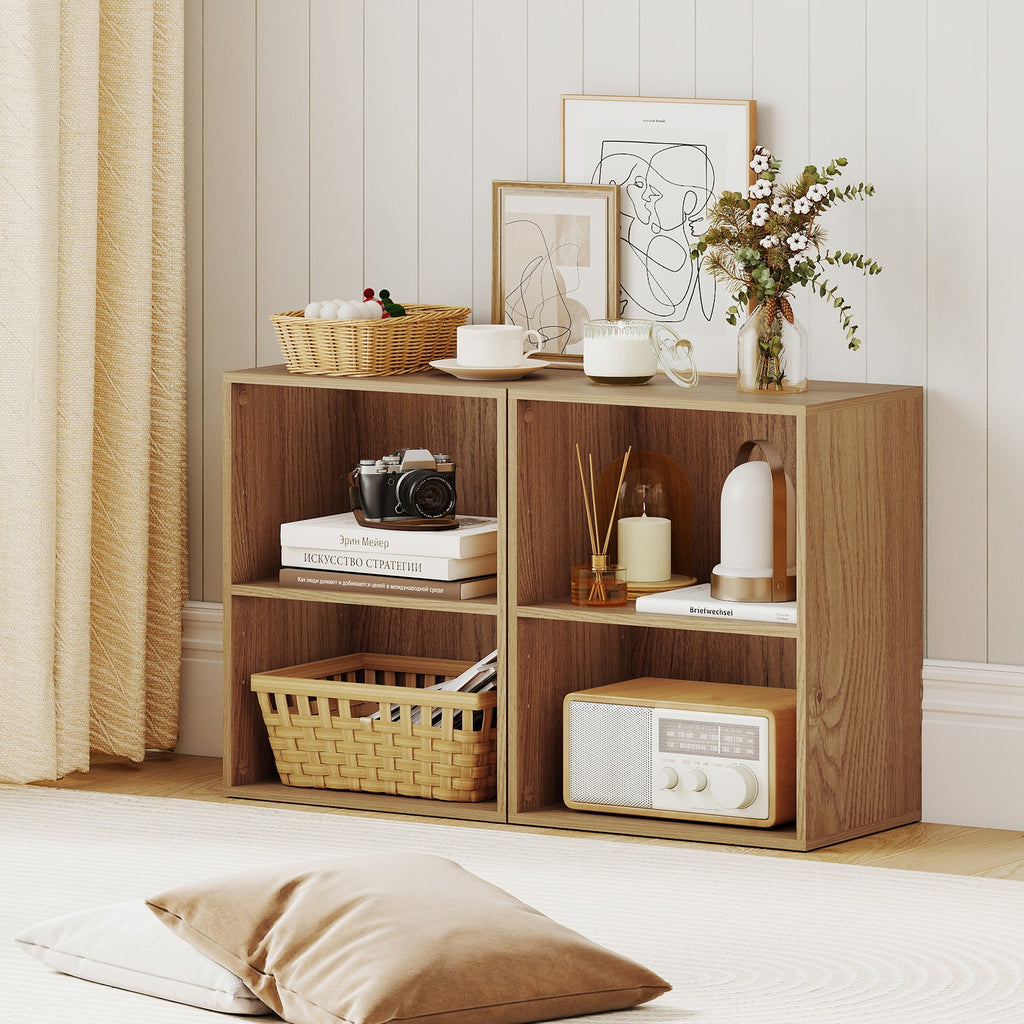 2-Cube Bookcase Floor Standing Open Bookshelf with 5-Position Adjustable Shelf
