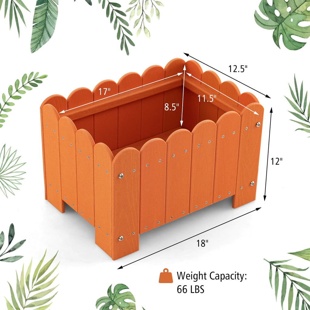 2 Pack Rectangular Planter Box with Drainage Gaps for Front Porch Garden Balcony