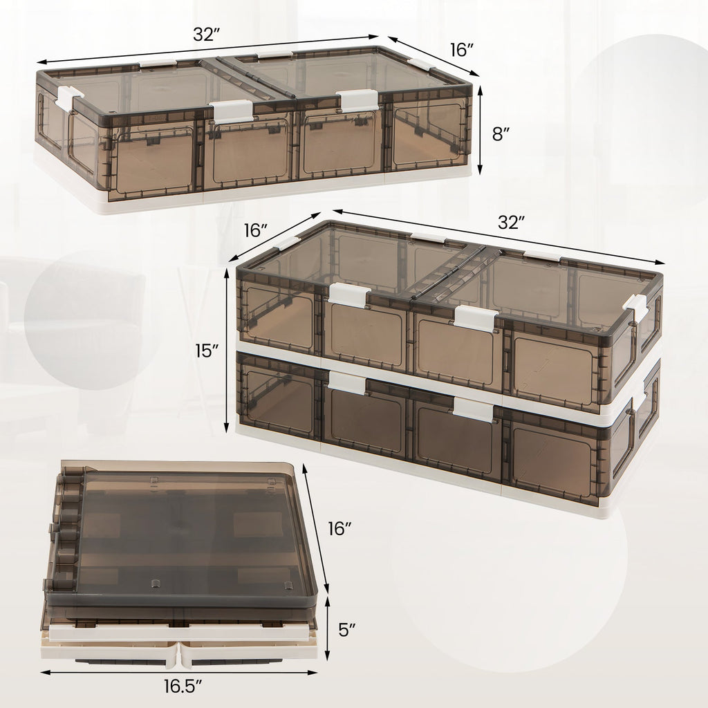 2 Pack Stackable Storage Containers Rolling Plastic Storage Bins