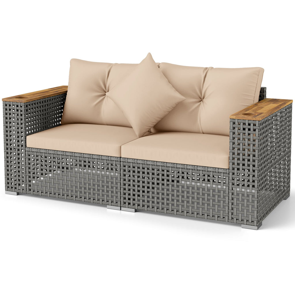 2-Piece Patio Corner Sofa Set with Thick Cushions
