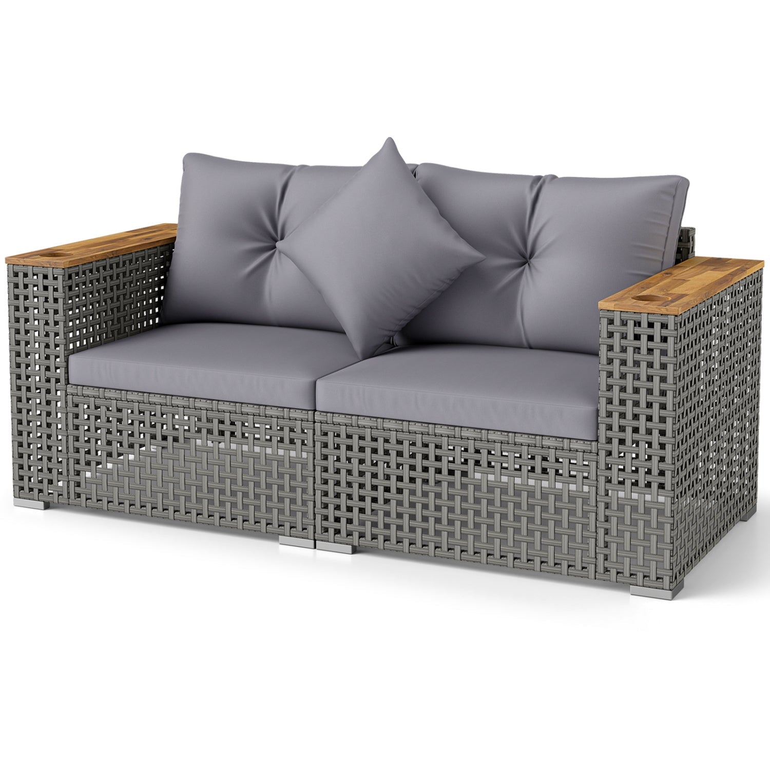 2-Piece Patio Corner Sofa Set with Thick Cushions