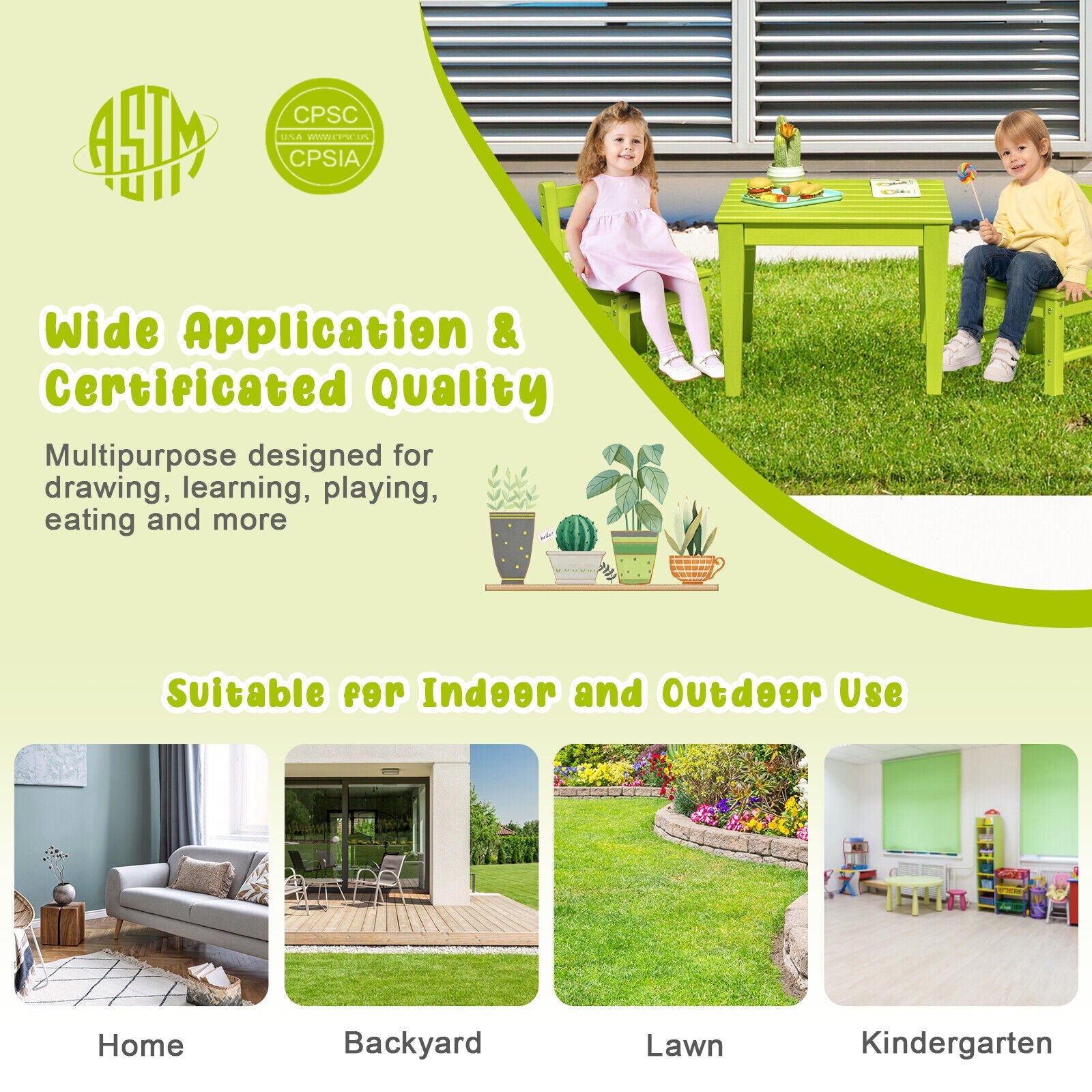 2 Pieces Kids Learning Chair set with Backrest