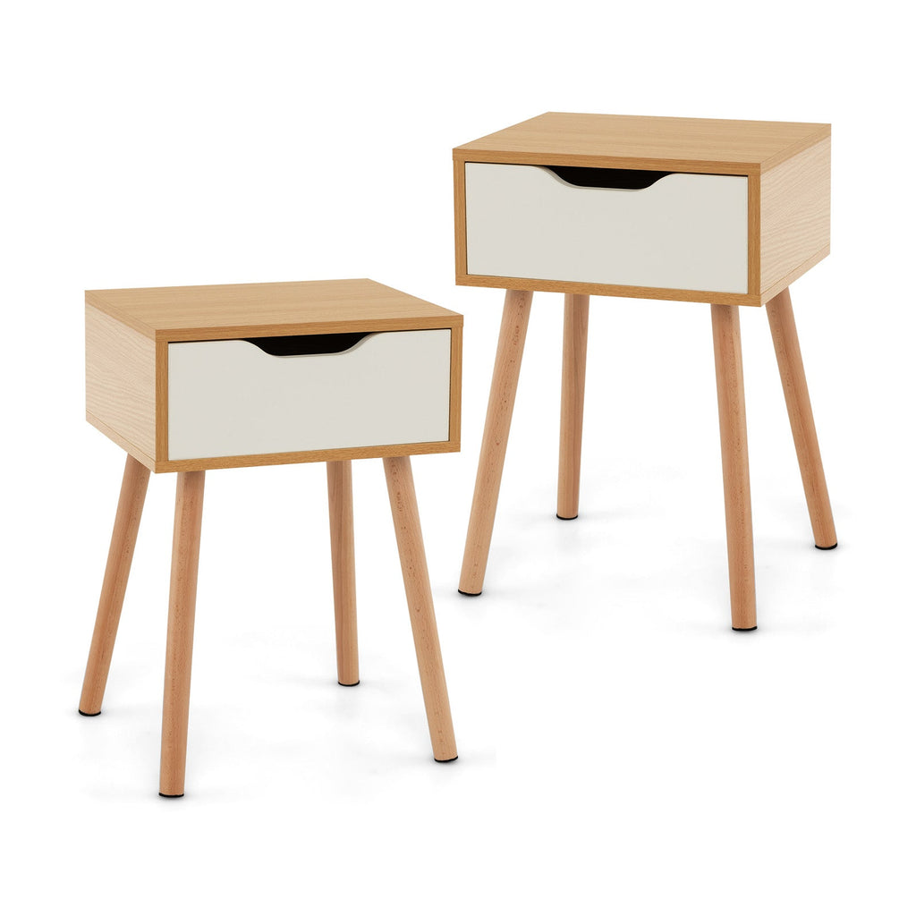 Set of 1/2 Modern Nightstand with Storage Drawer for Bedroom Living Room