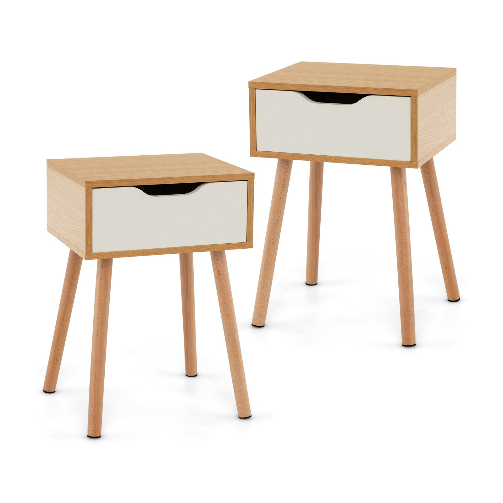 Set of 1/2 Modern Nightstand with Storage Drawer for Bedroom Living Room