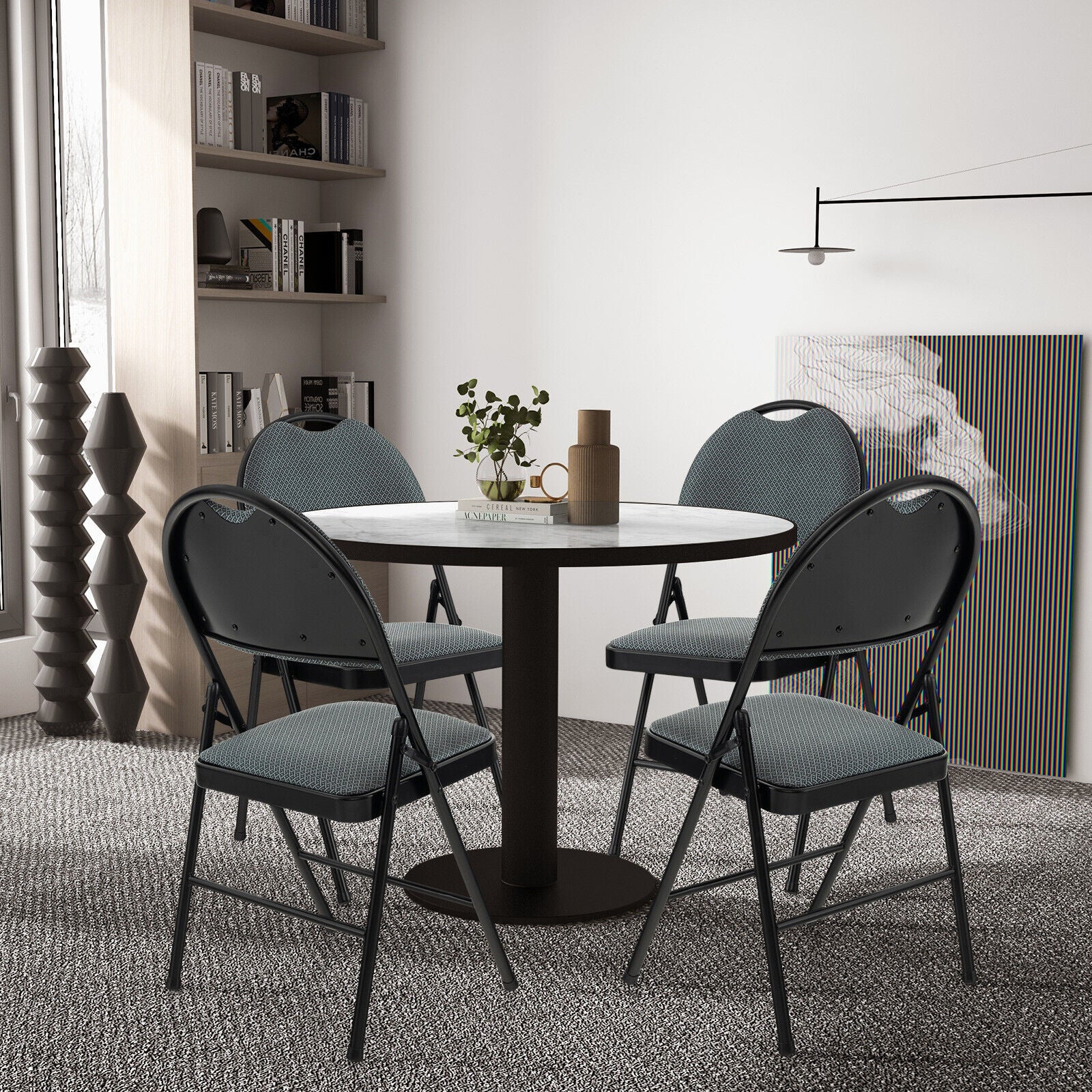2/4 Pieces Padded Folding Dining Chairs with Backrest