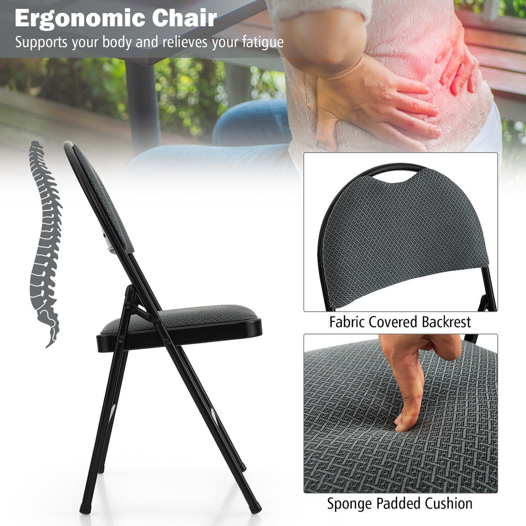 2/4 Pieces Padded Folding Dining Chairs with Backrest