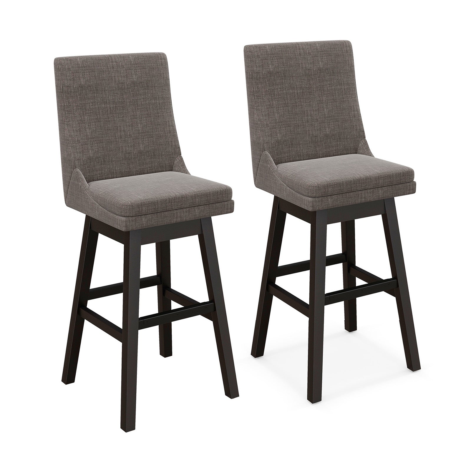 Set of 2 360¬∞ Swivel Bar Stool with Rubber Wood Legs Footrest