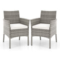 2 Pieces Outdoor PE Rattan Armchairs with Cozy Seat Cushions-White