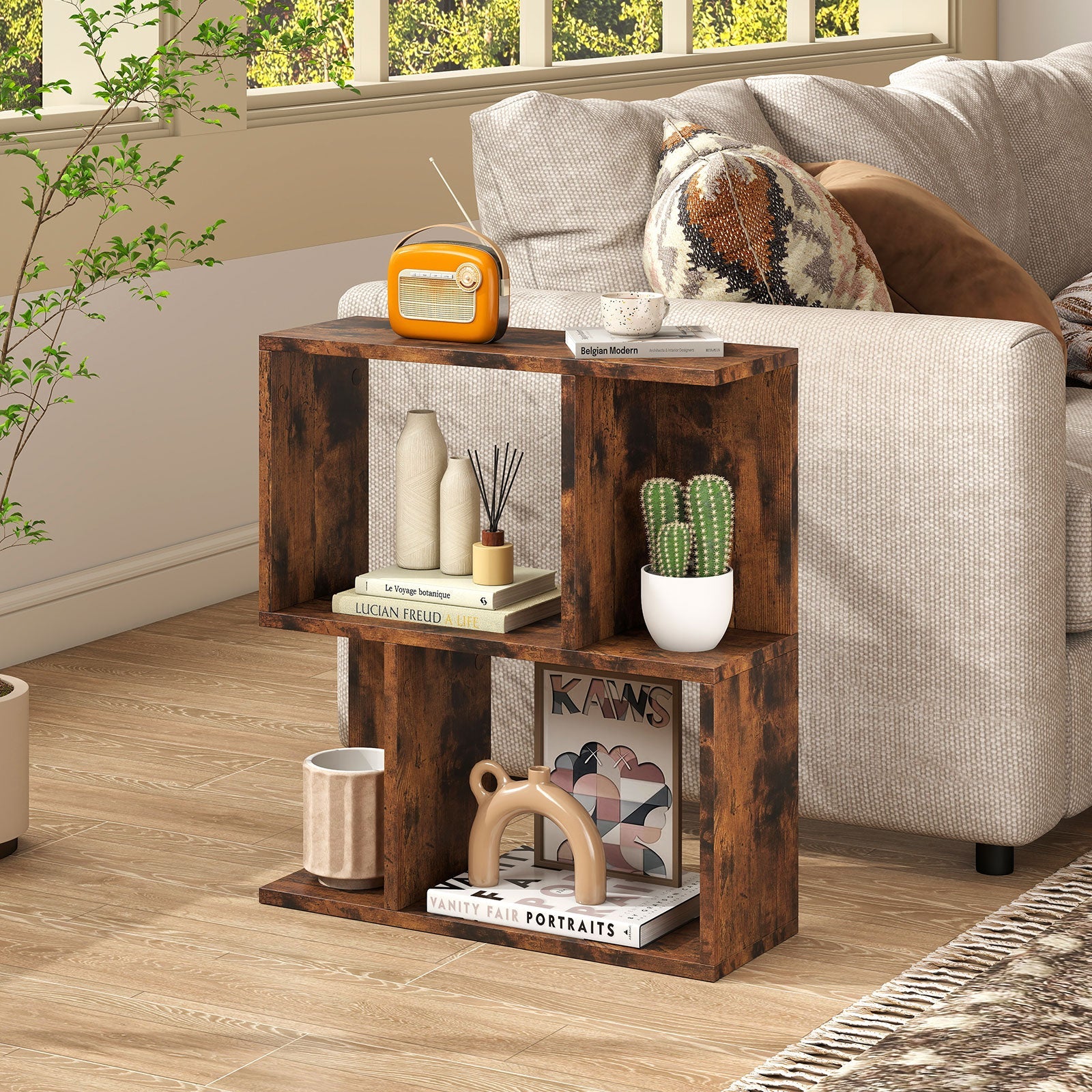 3-Tier Bookshelf with Display Shelf for Small Space