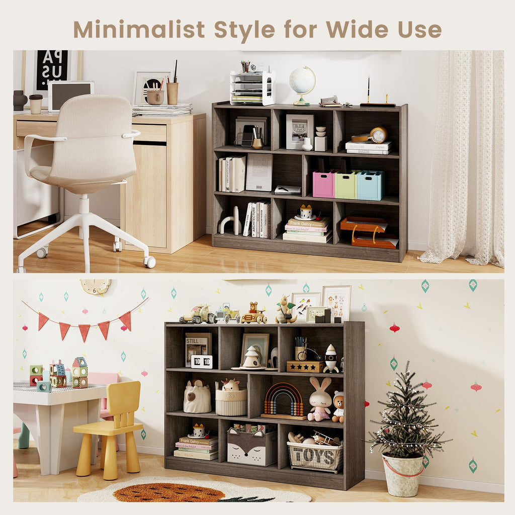 3-Tier Open Bookcase 8-Cube Floor Standing Storage Shelves
