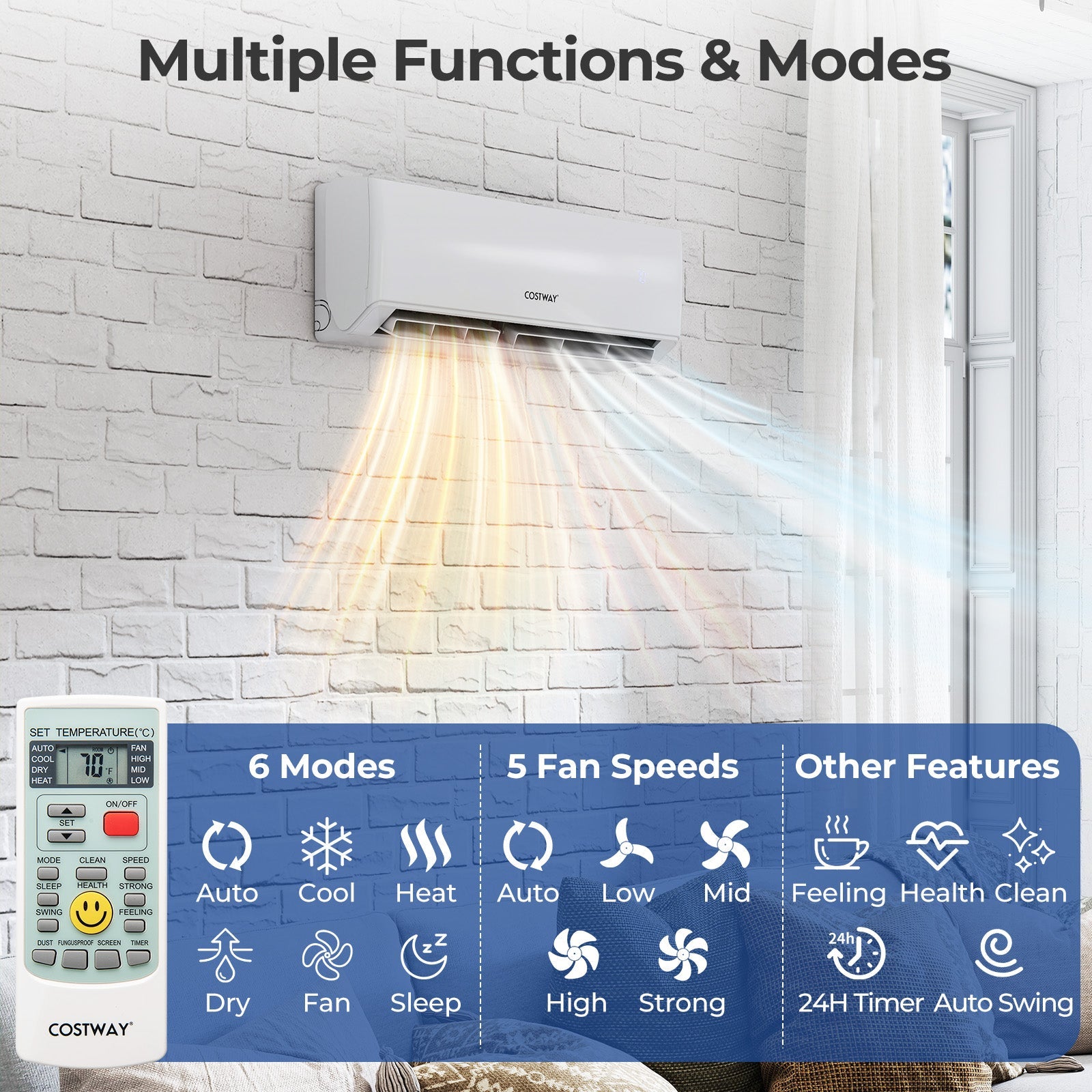 30000 BTU 2 Zone 23 SEER2 Mini Split Air Conditioner Wifi Enabled with Heat Pump