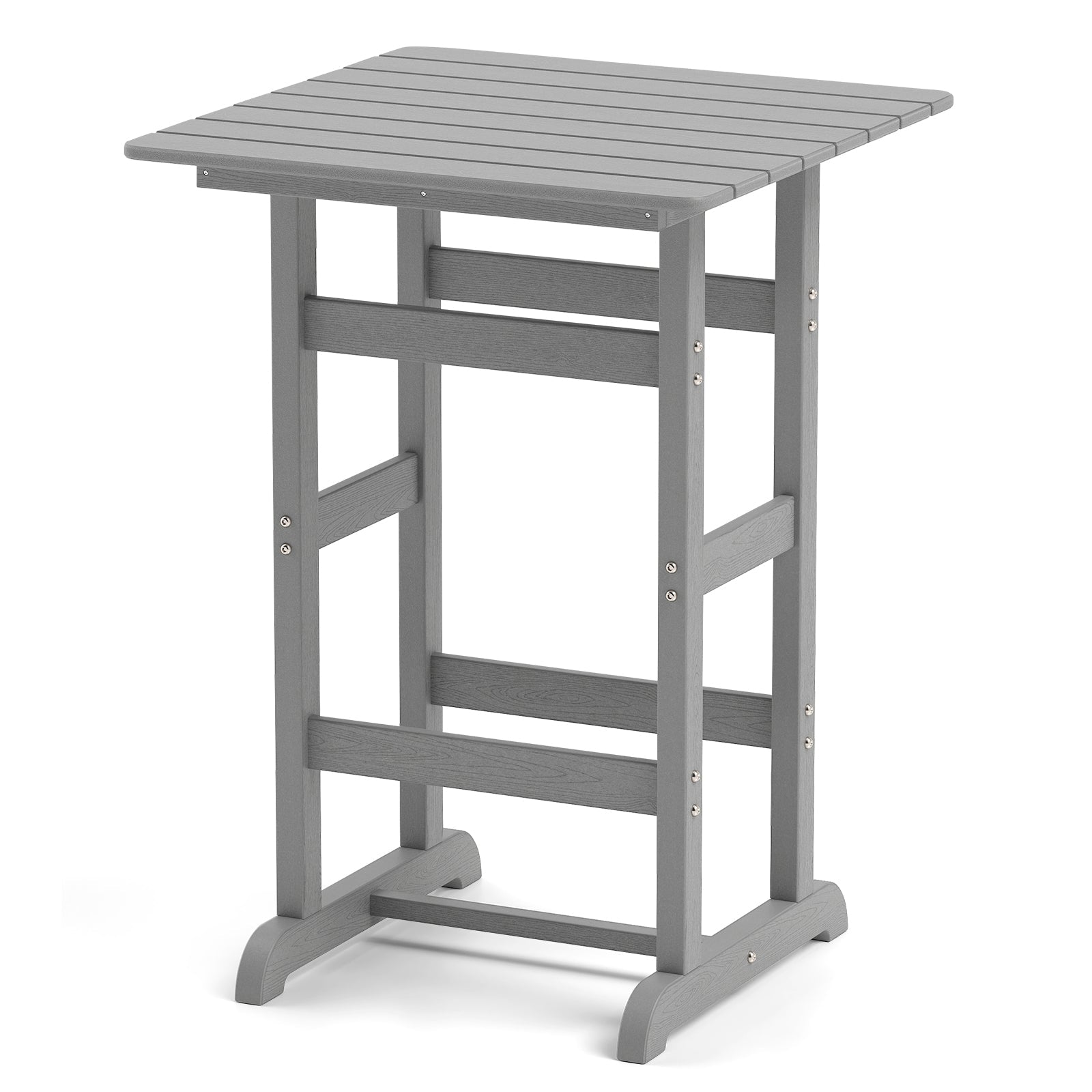30 Inch Square Bar Table Dining Table with Slatted Tabletop for Poolside