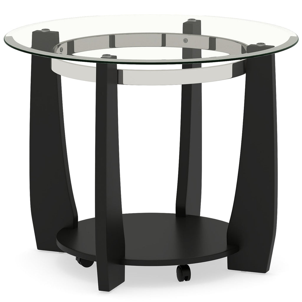 32" 2-Tier Glass Round Coffee Table with Storage Shelf
