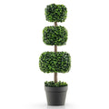 35 Inch Artificial Boxwood Topiary Ball Tree with Cement-filled Pot-Green
