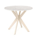 36-Inch Mid Century Modern Kitchen Table with Faux Marble Tabletop and Solid Rubber Wood Legs