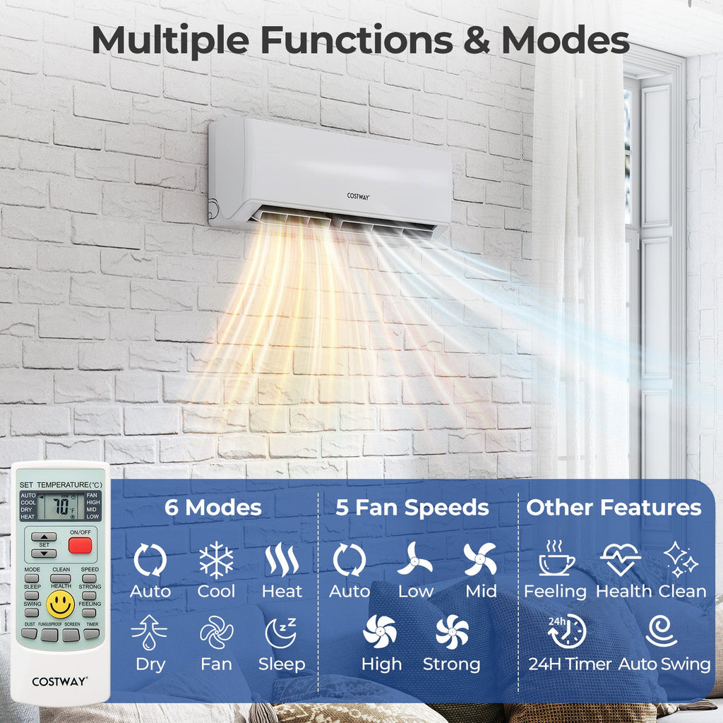 36000 BTU 2 Zone 23 SEER2 Mini Split Air Conditioner Wifi Enabled with Heat Pump