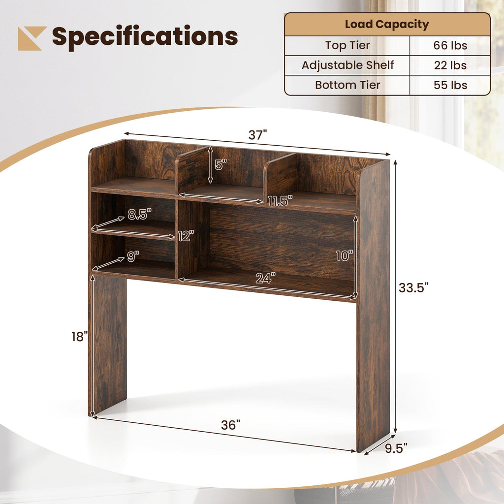 Desktop Bookshelf Countertop Storage Hutch with 6 Shelves