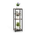 3-Tier Tall Metal Plant Stand Corner Plant Holder with Anti-tipping Device-Black & Gray