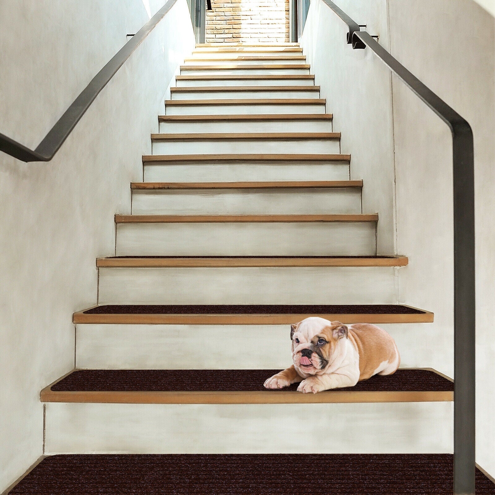 15 Pieces 30 x 8 Inch Slip Resistant Soft Stair Treads Carpet