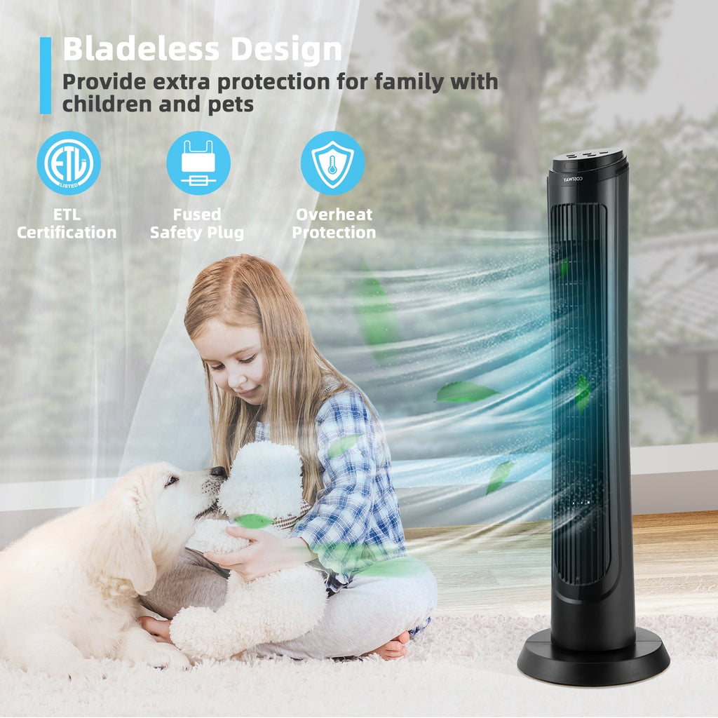 40 Inch Tower Fan with Remote 75Àö Oscillating Fan with 3 Wind Modes and 4 Wind Speeds-Black