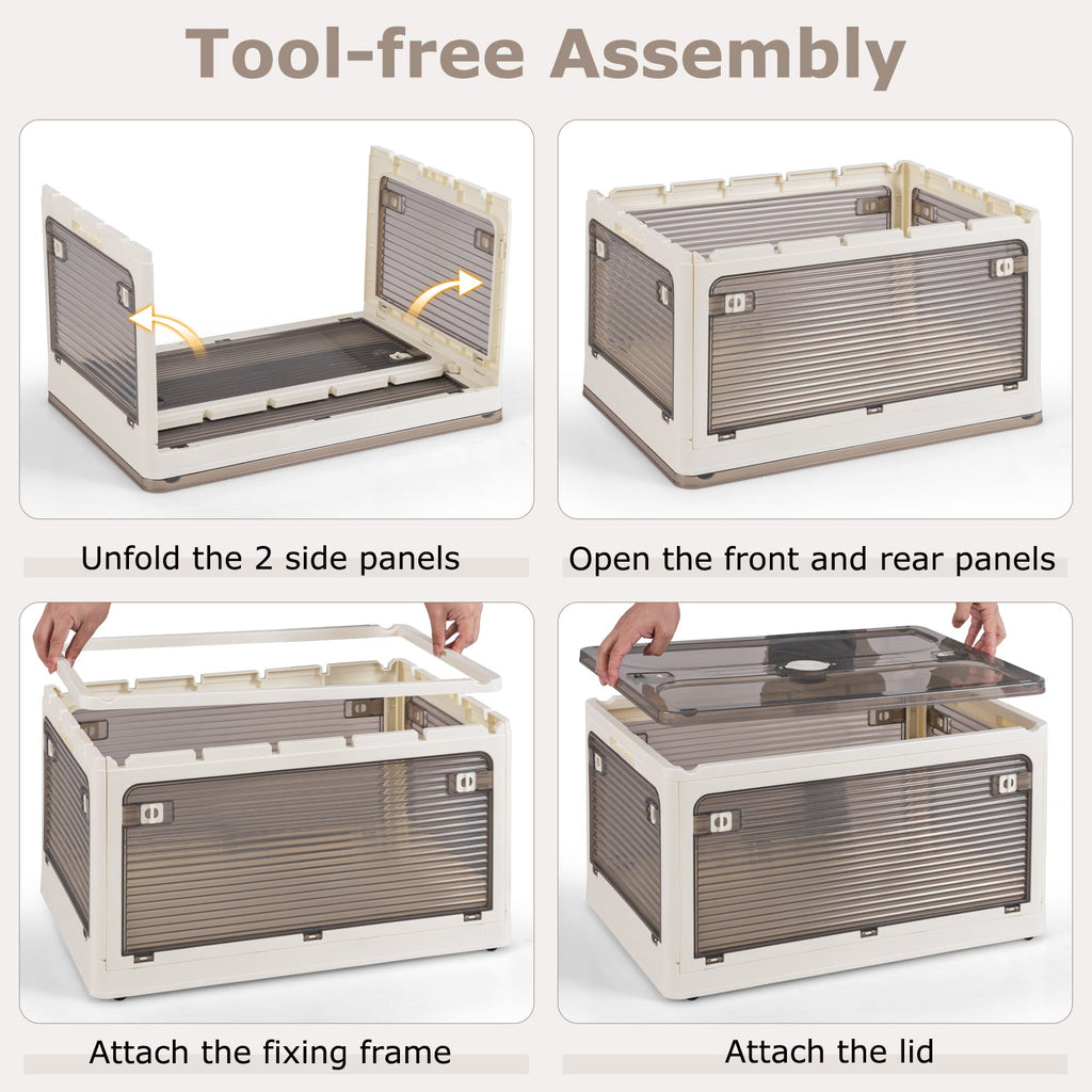 3-Pack Stackable Storage Bins with Lids with 5 Opening Ways