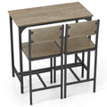 3 Piece Bar Table Set with Backrest and Footrest for Small Space