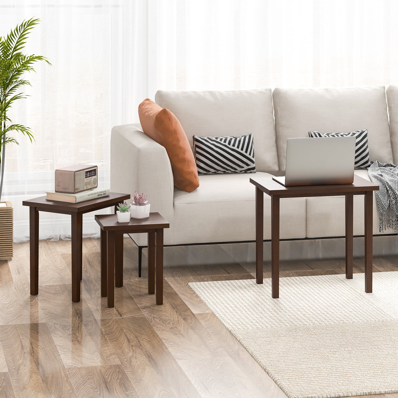 3-Piece Farmhouse Rectangle Side Table Set for Living Room