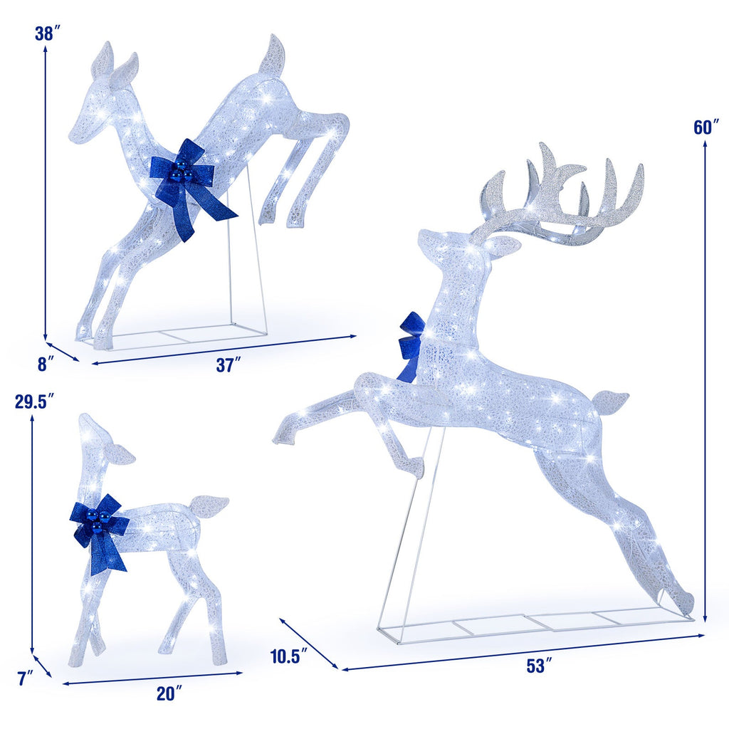3 Pieces Lighted Christmas Reindeer Family Set with 255 Lights