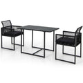 3 Pieces Outdoor Dining Set with Folding Backrest and Seat Cushions-Black