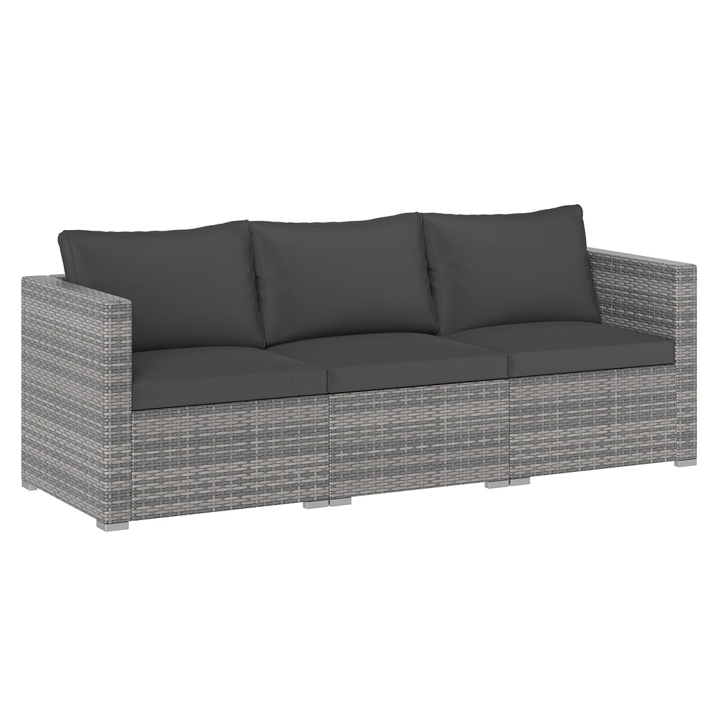 3 Pieces Patio Sectional Sofa Set PE Rattan Modular Couch Furniture Set with Soft Cushions