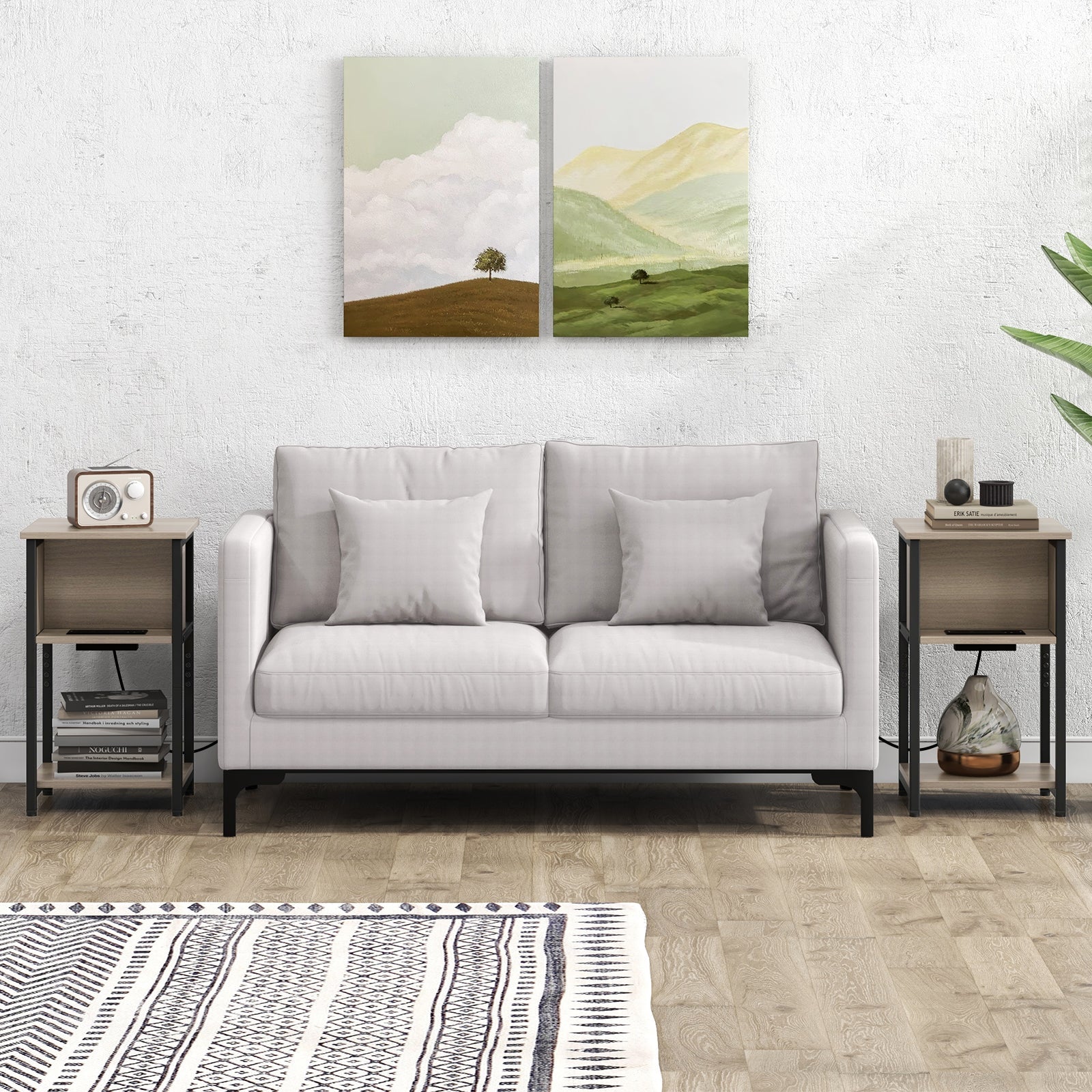 3-Tier End Table with USB Ports & Power Outlets