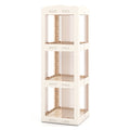 3-Tier Foldable Rotating Bookshelf with Swivel Base and Translucent Panels-White