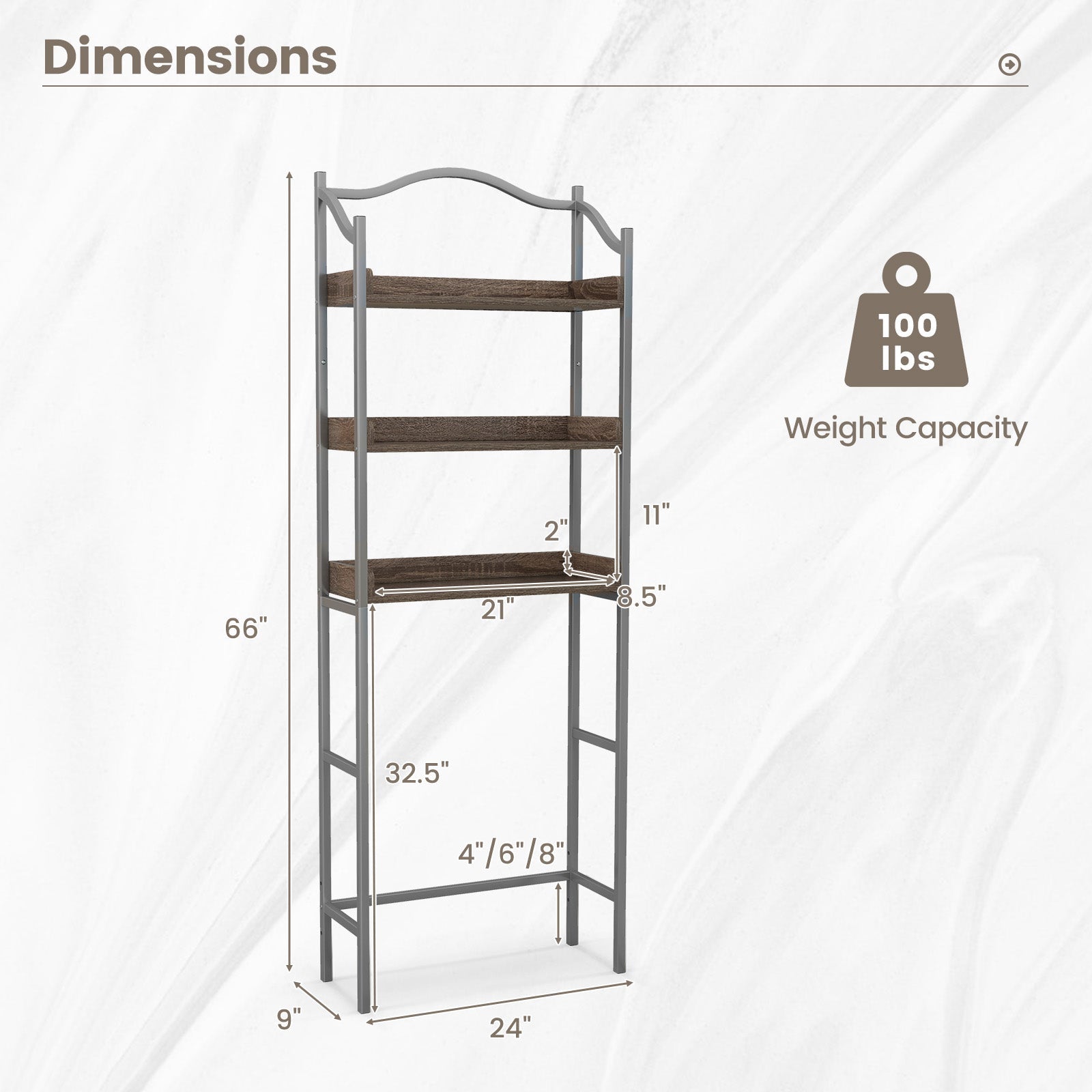 3-Tier Over-The-Toilet Bathroom Spacesaver Storage Rack