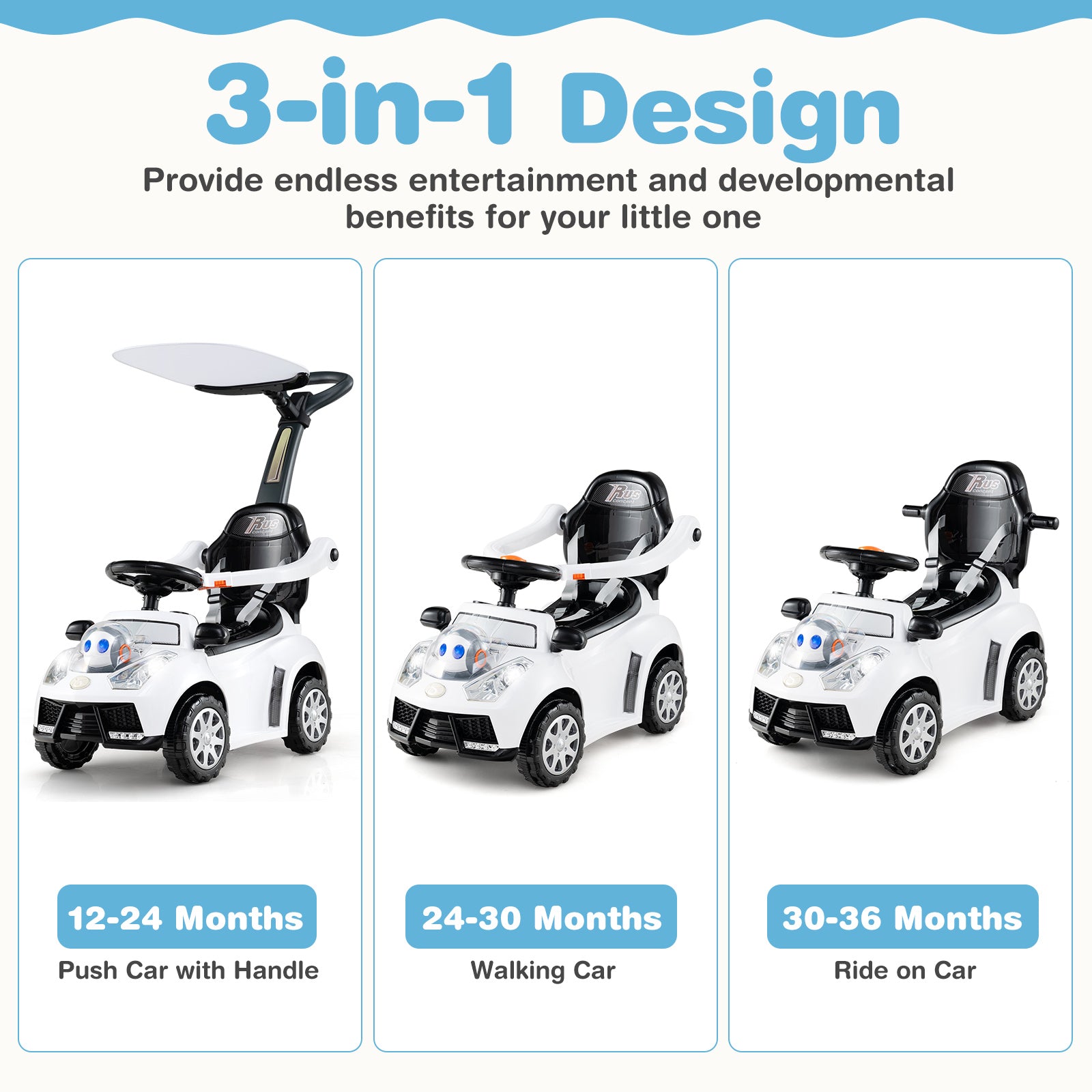 3 in 1 Push Car for Toddler Stroller Sliding Walking Car for Boys and Girls