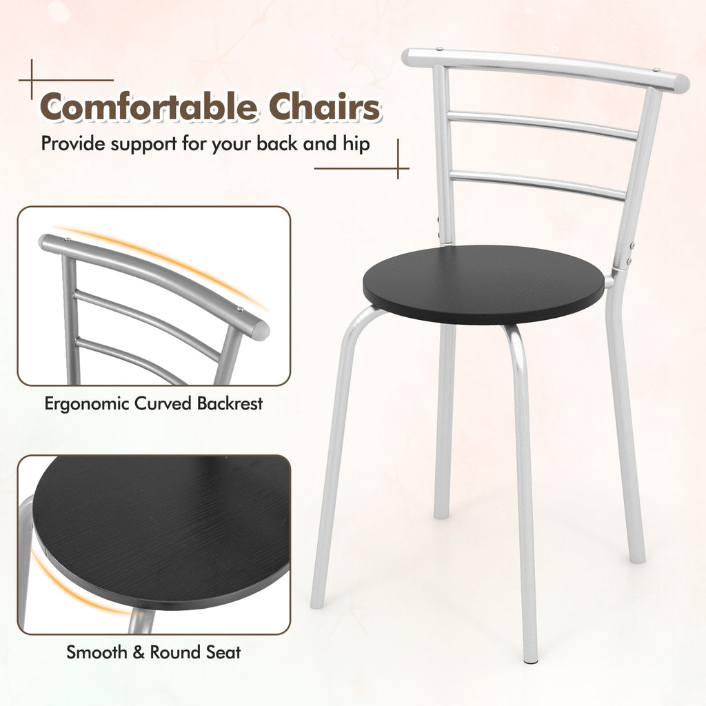 3 pcs Home Kitchen Bistro Pub Dining Table 2 Chairs Set