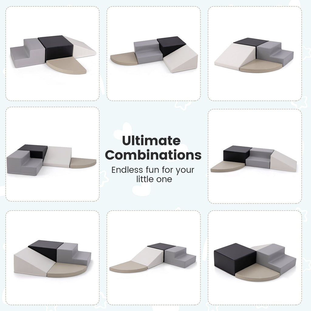 4-Piece Climb and Crawl Foam Block Play Set for Infant Baby