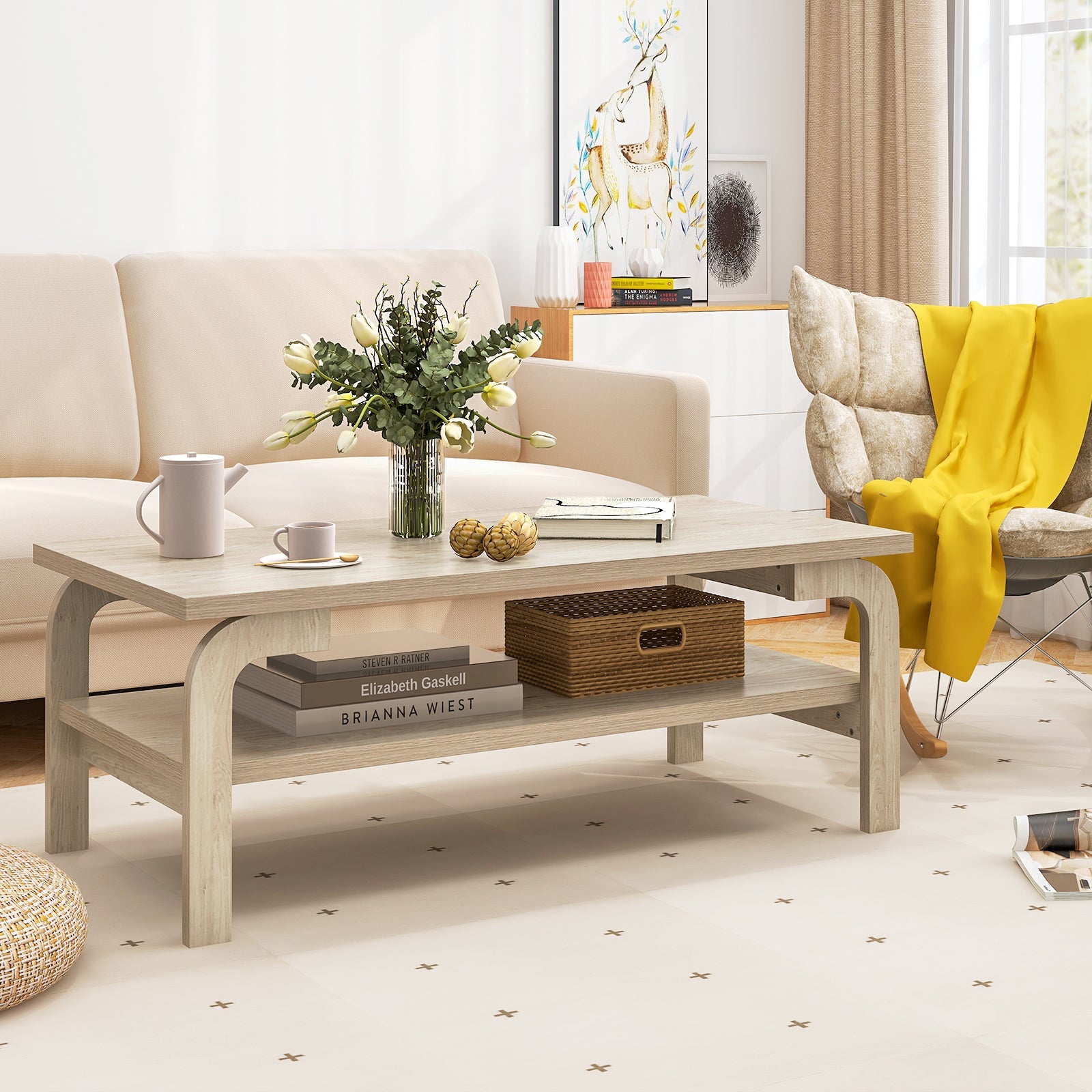 47 Inches Accent Rectangular Coffee Table for Living Room