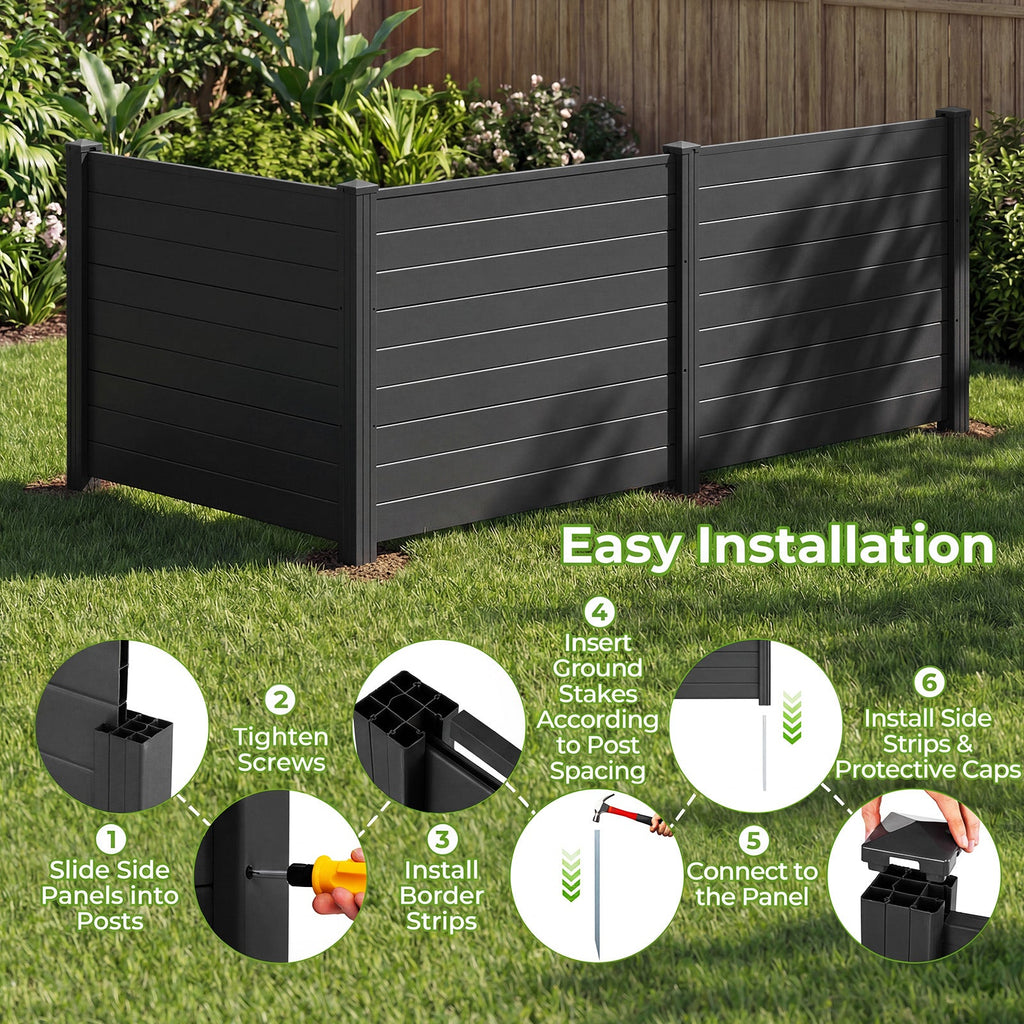 48 x 38 Inch Air Conditioner Fence 3 Panels with Metal Ground Stakes for Patio Backyard