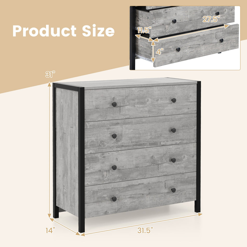 4-Drawer Dresser Modern Wooden Chest of Drawers for Bedroom Living Room