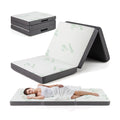 4 Inch Tri-Fold Foam Mattress with Washable Cover for Yoga Guest Mat-Gray