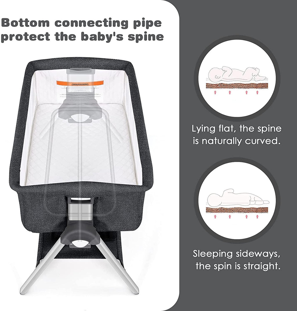 Portable Baby Bedside Sleeper with Adjustable Heights and Angle