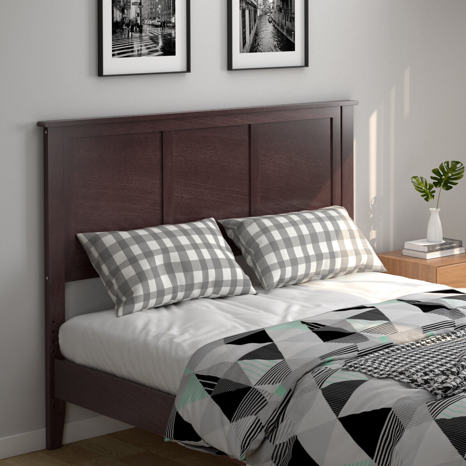 Full Wood Headboard Flat Panel with Pre-drilled Holes and Height Adjustment