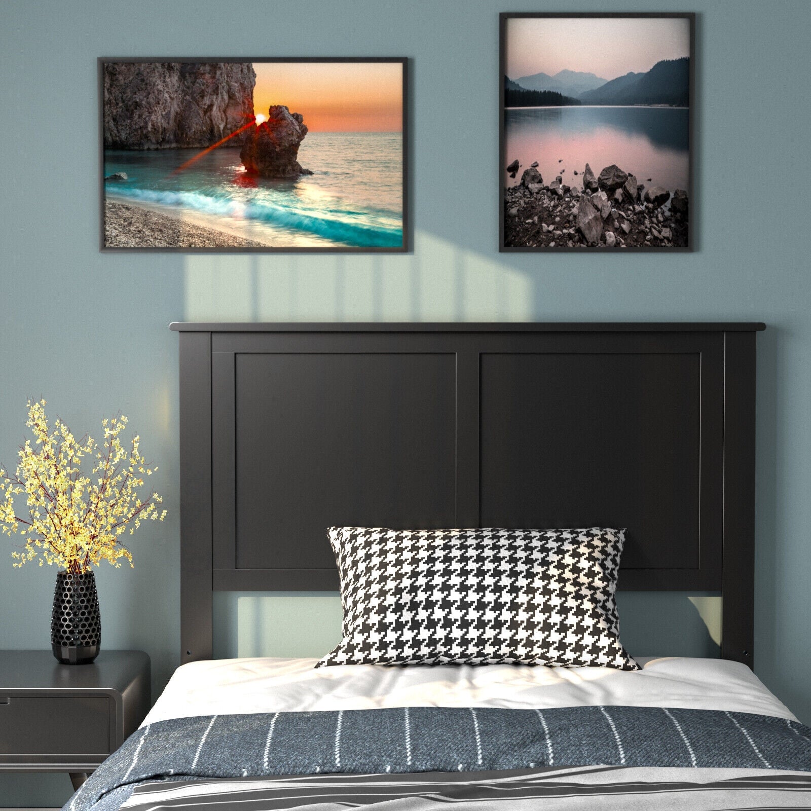 Solid Wood Flat Panel Headboard for Twin-size Bed