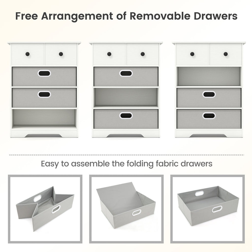 4-Drawer Dresser Modern Chest Storage Organizer with Open Shelves