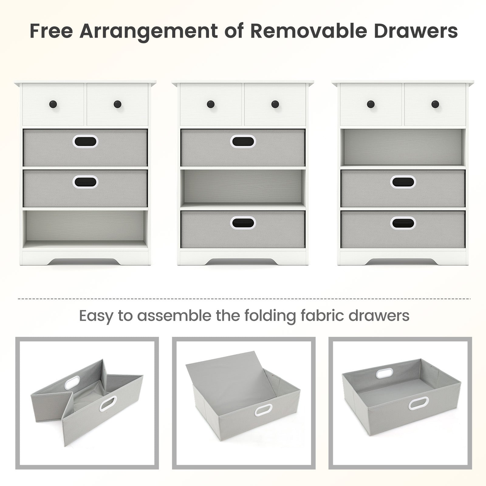 4-Drawer Dresser Modern Chest Storage Organizer with Open Shelves