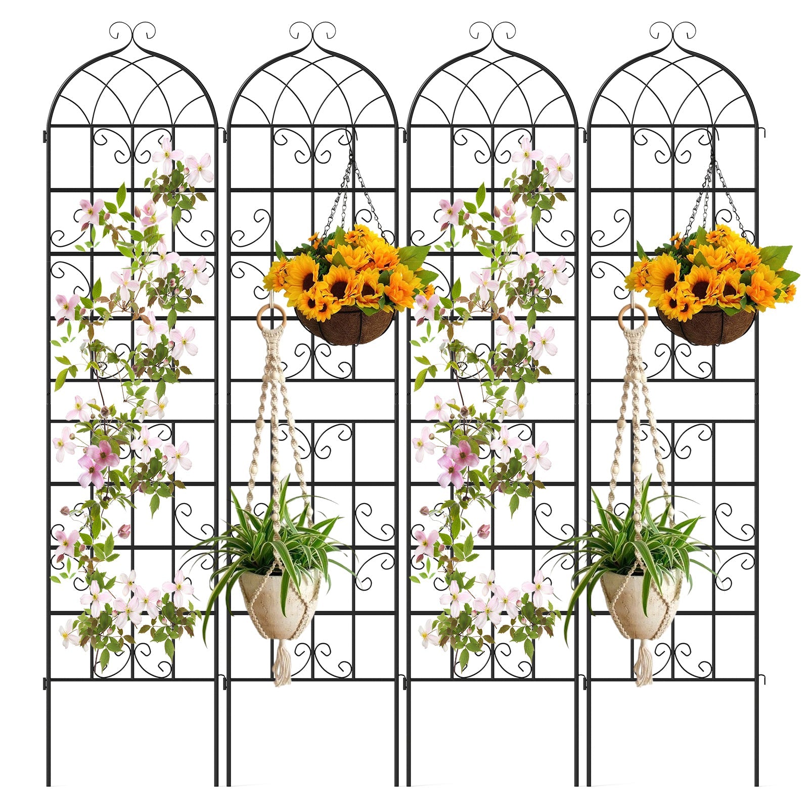 4 Pack 86" x 20" Metal Garden Trellis for Outdoor Climbing Plants